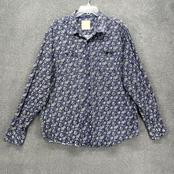 Alexander Jordan Shirt Mens‎ XL Blue Floral Long Sleeves Casual Button Down - Picture 1 of 15